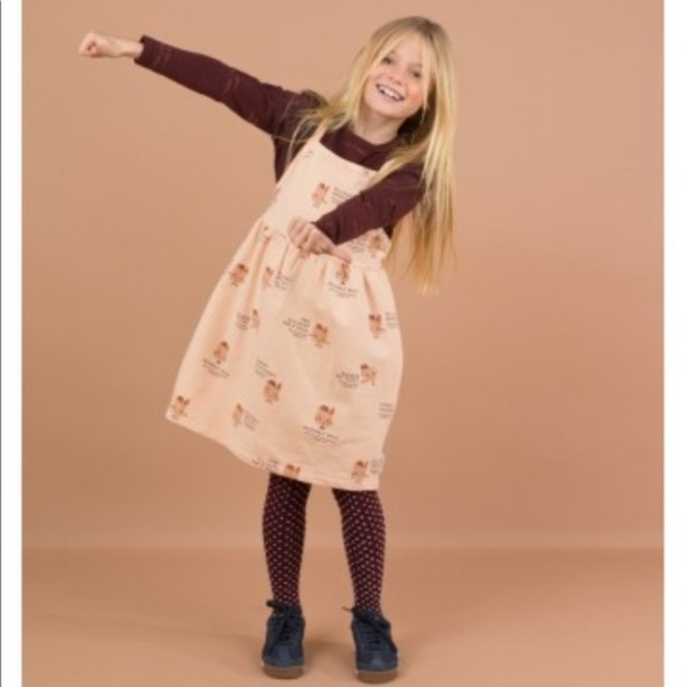 Tinycottons - friendly bags fleece dress toddler girl pima cotton beige dress 2T